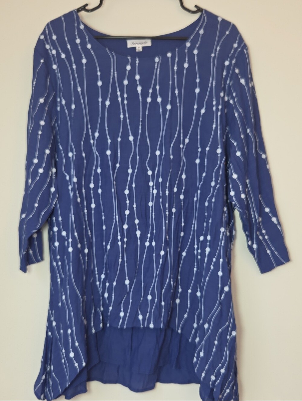 Serengeti 1X Blue Abstract Stretch Asymmetrical Tunic Top Plus Size